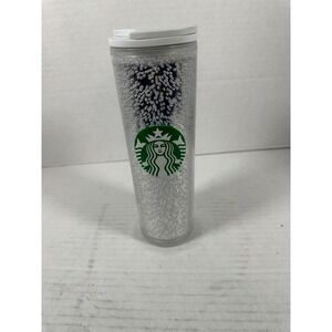 Starbucks Tumbler Cup 16 fl oz Clear Acrylic Silver Glitter‎ Confetti Lid